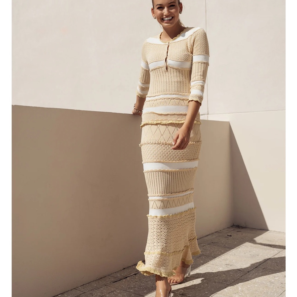 Ellie Makir Nude Knitted Dress